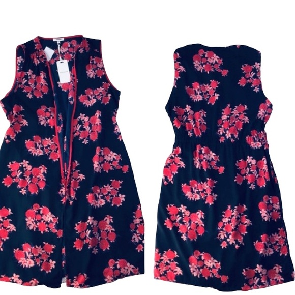 PLEIONE NWT Navy Blue & Pink Floral Open-Front Kimono Size Small/Petite NWT - Picture 9 of 9